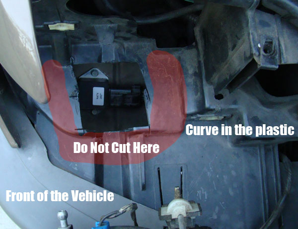 Where to cut to get the fan control relay out